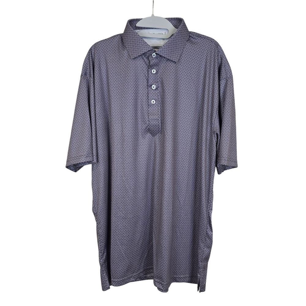 Men's Collars and Co Blue "Dress Collar Polo" Shirt Gray & Pink Pattern  Size XL